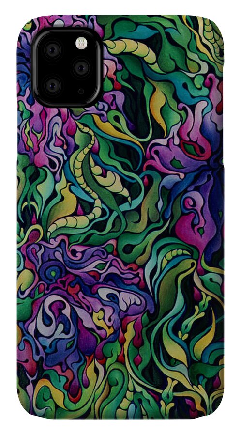 Purple iPhone 11 Case featuring the painting Dioxazine Disintegration by Amy Ferrari