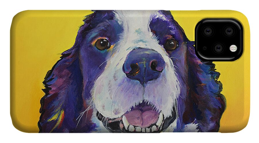 English Springer Spaniel iPhone 11 Case featuring the painting Dolly by Pat Saunders-White