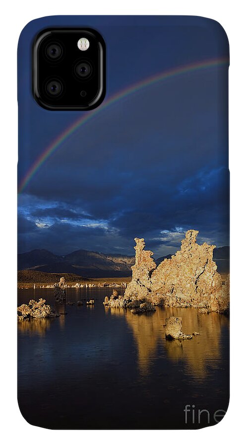 California iPhone 11 Case featuring the photograph Double Rainbow Mono Lake by Greg Clure