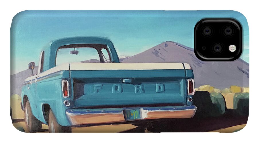 Ford iPhone 11 Case featuring the painting Drive through the Sagebrush by Elizabeth Jose