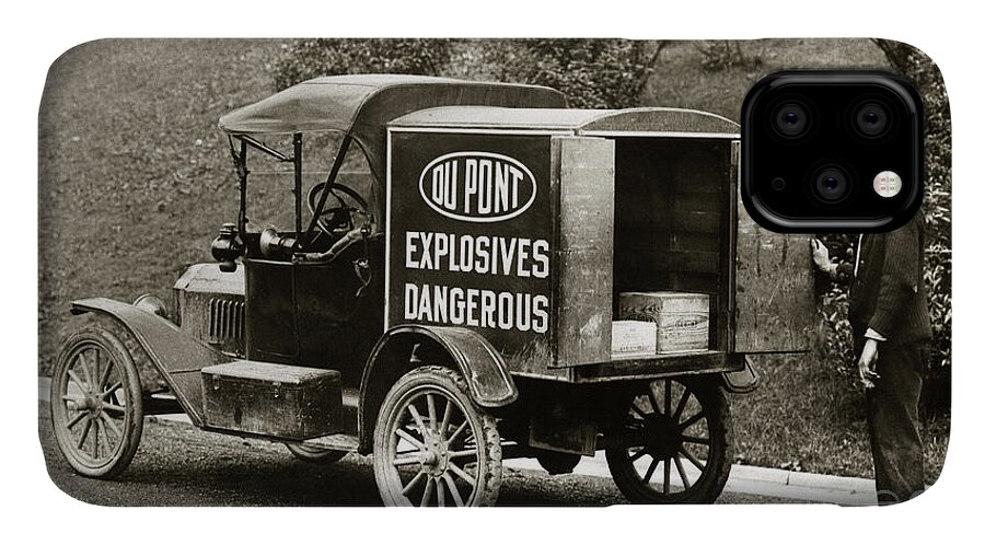 Du Pont iPhone 11 Case featuring the photograph Du Pont Co. Explosives Truck Pennsylvania Coal Fields 1916 by Arthur Miller