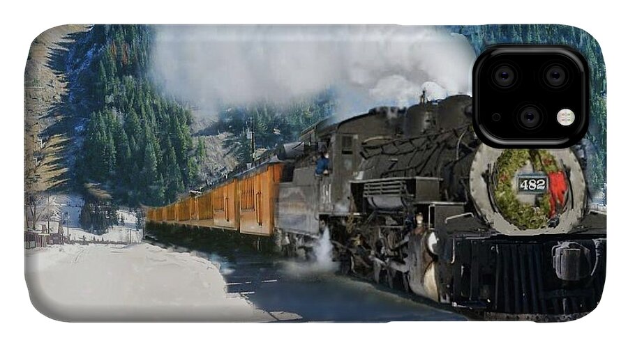 Train iPhone 11 Case featuring the digital art Durango to Silverton Train by Janette Boyd