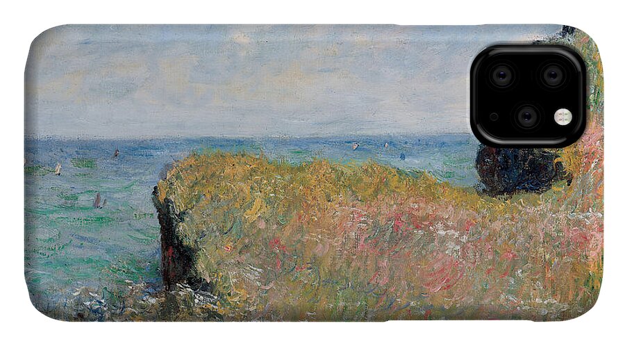 Monet iPhone 11 Case featuring the painting Edge of the Cliff Pourville by Claude Monet