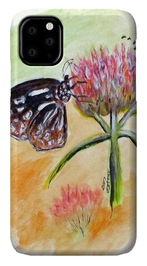 Butterflies iPhone 11 Case featuring the painting Erika's Butterfly Two by Clyde J Kell