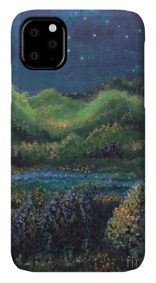 Acrylic iPhone 11 Case featuring the painting Ethereal Reality by Holly Carmichael