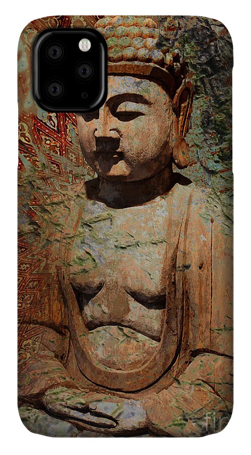 Buddha iPhone 11 Case featuring the painting Evening Meditation by Christopher Beikmann