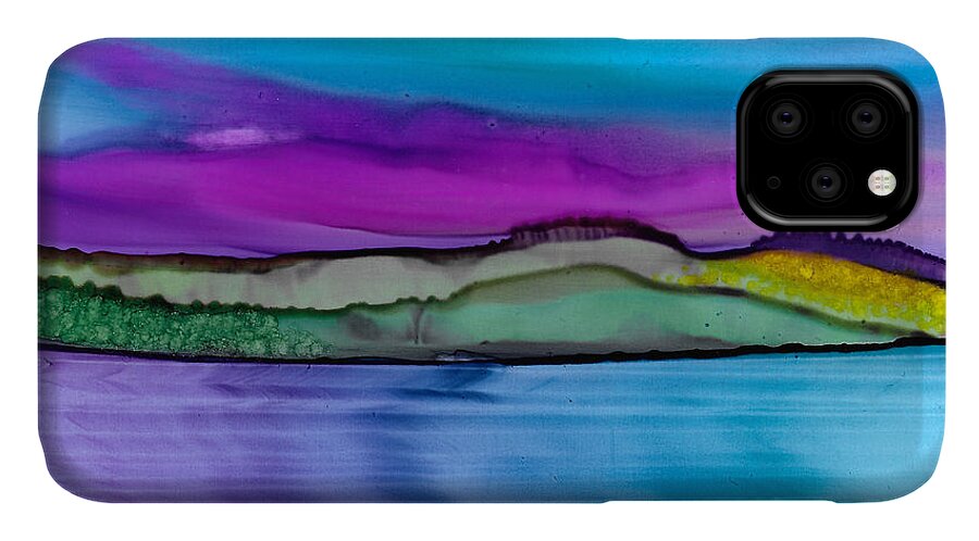 Landscape iPhone 11 Case featuring the painting Eventide by Eli Tynan
