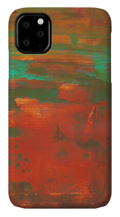 Orange iPhone 11 Case featuring the painting Fall Harvest by Monica Martin