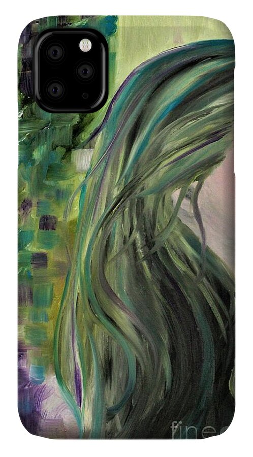 Hair iPhone 11 Case featuring the painting Feel The Acid Rain by Tracey Lee Cassin