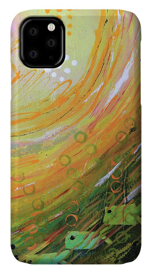 Fish iPhone 11 Case featuring the mixed media Fish in a Green Sea by April Burton