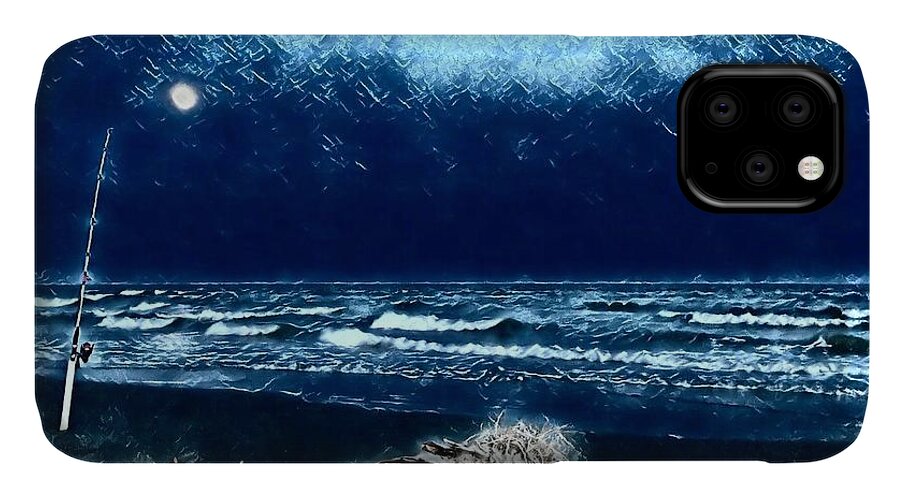 Fishing iPhone 11 Case featuring the photograph Fishing for the Moon by Sherry Kuhlkin