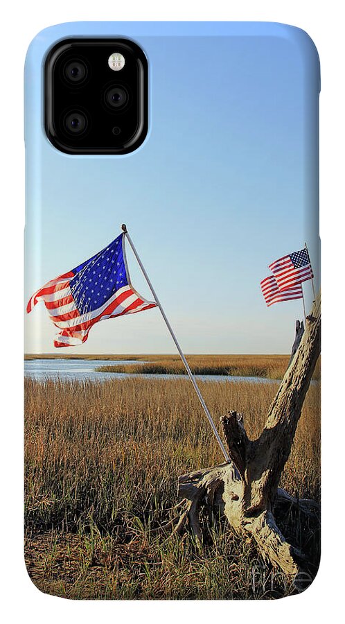 Flags Near Tybee iPhone 11 Case featuring the photograph Flags Near Tybee by Jennifer Robin