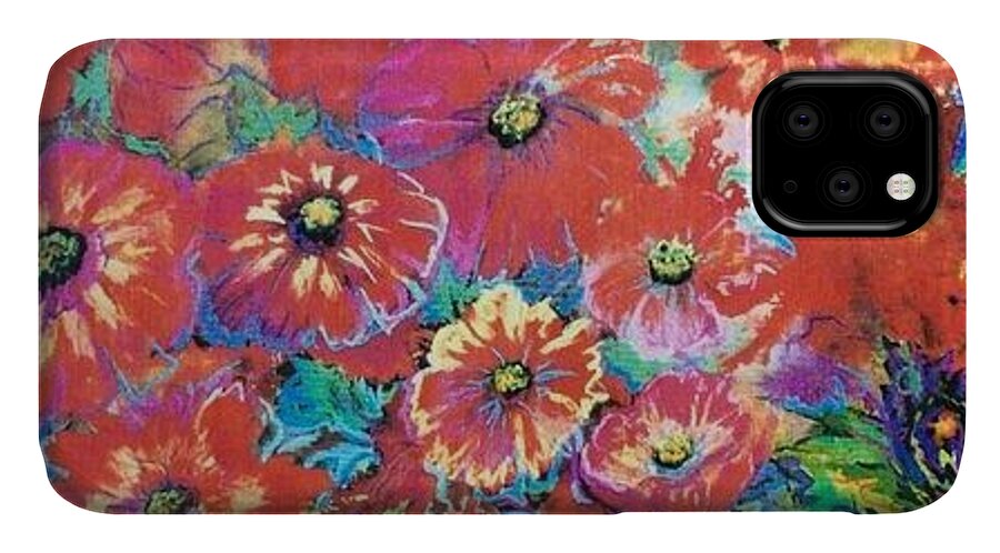 Floating Foral iPhone 11 Case featuring the painting Floating Floral by Caroline Patrick