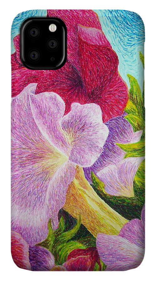 Floral iPhone 11 Case featuring the painting Floral in Pinks by Lisa Bliss Rush