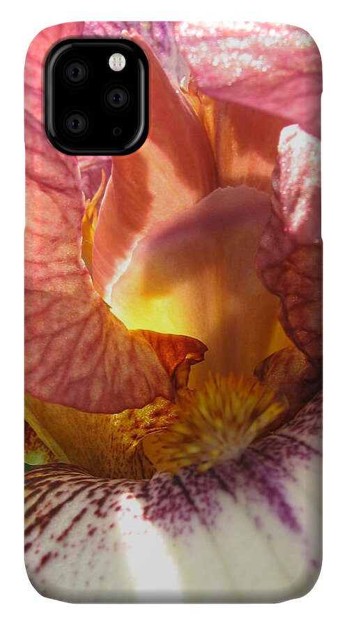 Pink iPhone 11 Case featuring the photograph Flowerscape Pink Iris One by Laura Davis