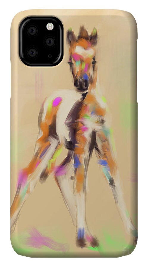 Foal iPhone 11 Case featuring the painting Foal cute fellow by Go Van Kampen