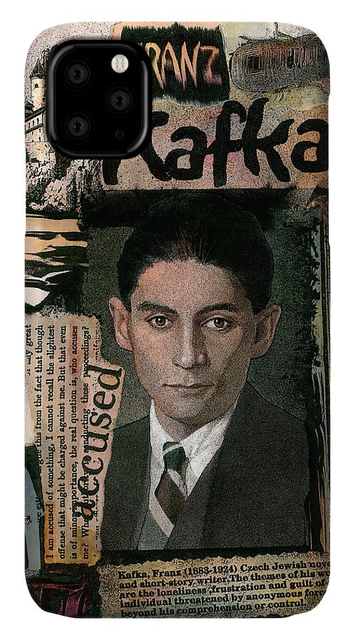 Franz Kafka iPhone 11 Case featuring the painting Franz Kafka by John Dyess