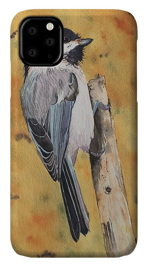 Chickadee iPhone 11 Case featuring the painting Free Bird by Sonja Jones