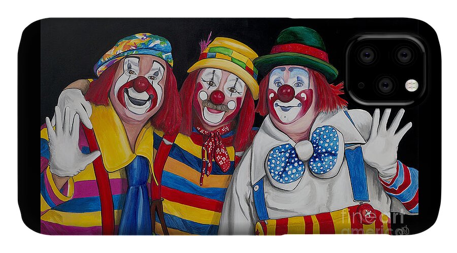 Clowns iPhone 11 Case featuring the painting Friends Forever In Laughter by Patty Vicknair