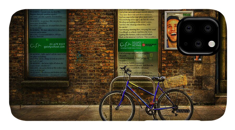 Dublin iPhone 11 Case featuring the photograph Gaiety Bicycle by Craig J Satterlee