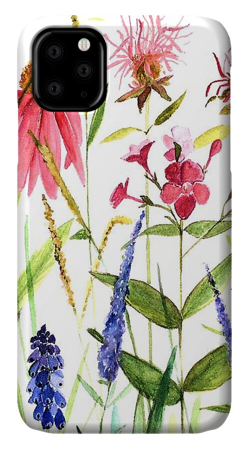 Garden iPhone 11 Case featuring the painting Garden Flowers by Laurie Rohner