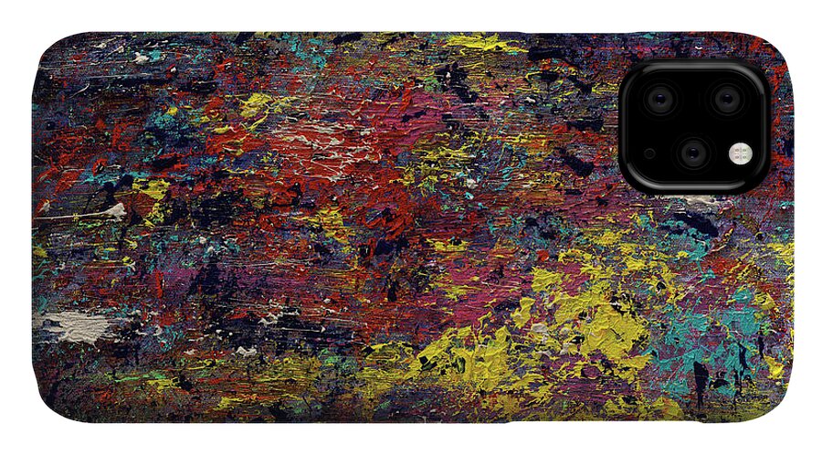 Abstract iPhone 11 Case featuring the painting Garden of the Soul by Angela Bushman