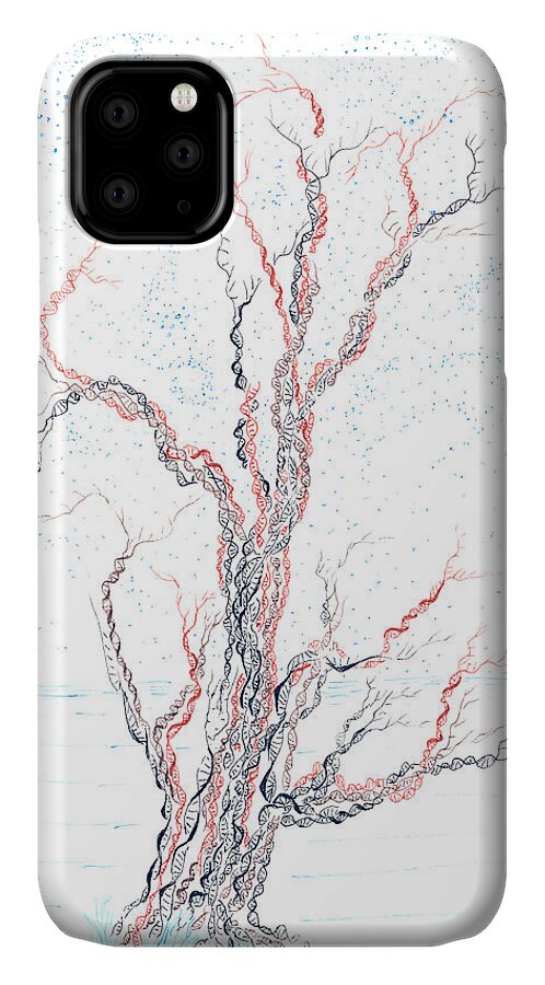 Tree iPhone 11 Case featuring the painting Genetic branches by Regina Valluzzi