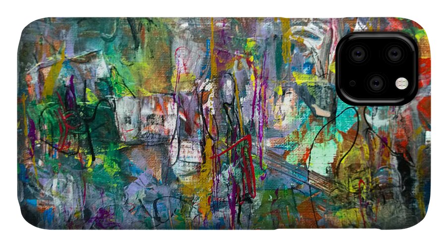 Abstract Expressionism Oil Acrylic Original Art Dream Landscape Robert Anderson Emerging Wilmington North Carolina iPhone 11 Case featuring the painting Gift from/to Oma by Robert Anderson
