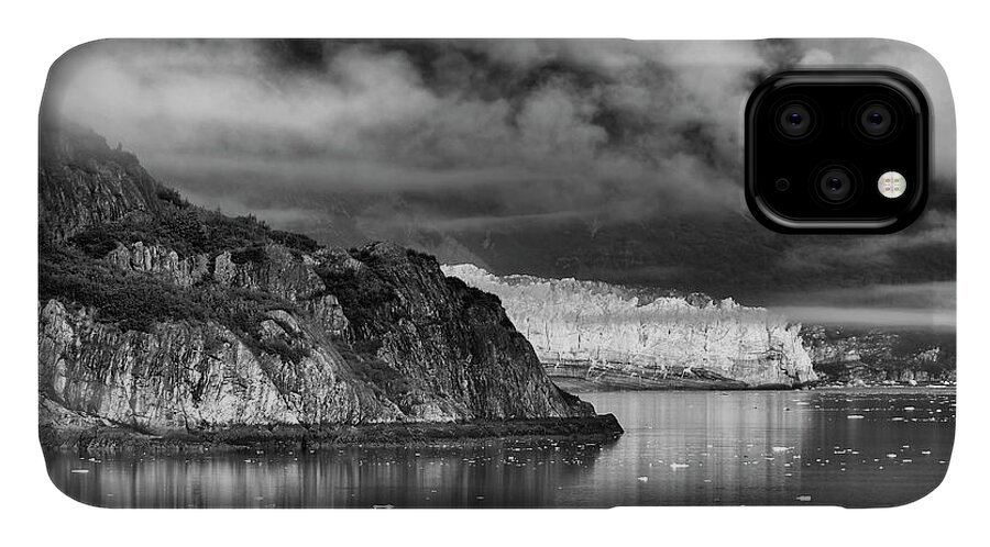 Alaska iPhone 11 Case featuring the photograph Glacier Bay Alaska in BW by Paul Ross