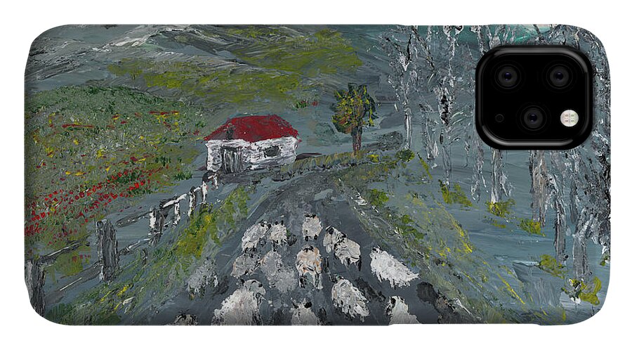Landscape iPhone 11 Case featuring the painting Going Home by Ovidiu Ervin Gruia