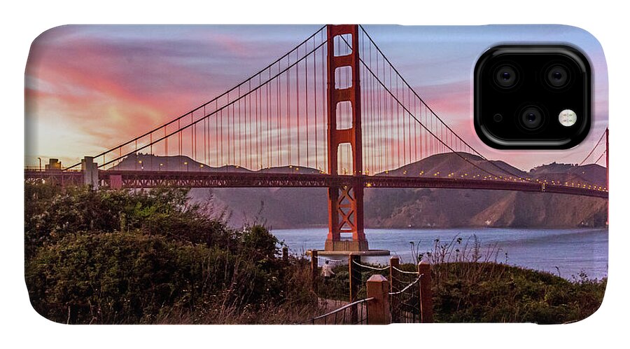Golden Gate Bridge iPhone 11 Case featuring the photograph Golden Gate Bridge Sunset by Kate Brown