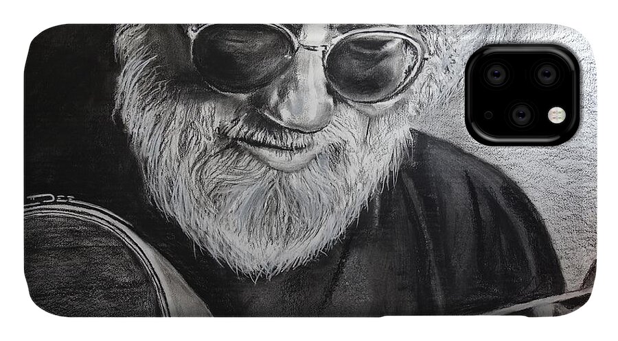 Jerry Garcia iPhone 11 Case featuring the drawing Grateful Dude by Eric Dee