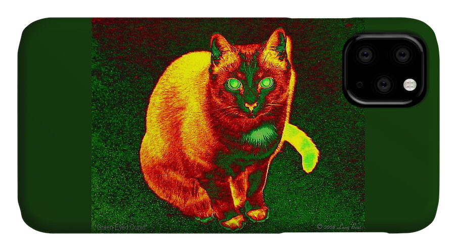 Cat iPhone 11 Case featuring the photograph Green Eyed Cupid by Larry Beat