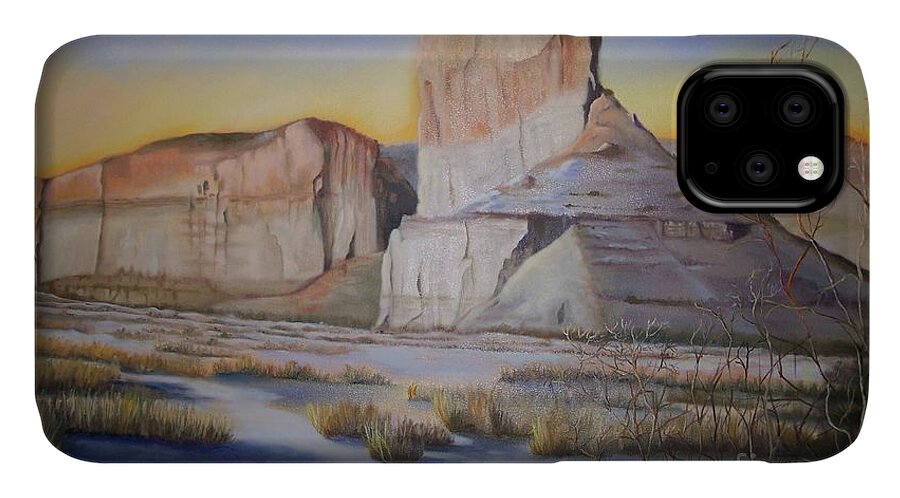 Western iPhone 11 Case featuring the painting Green River Wyoming by Marlene Book