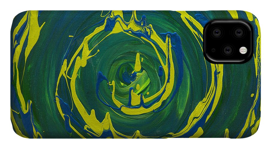 Swirl iPhone 11 Case featuring the painting Guacamole Swirl by Preethi Mathialagan