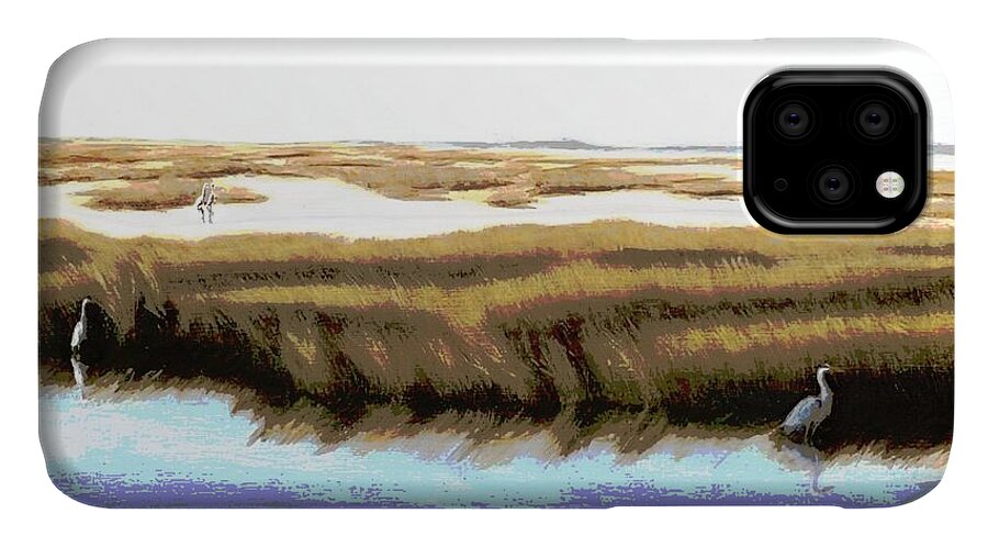 Seascapes iPhone 11 Case featuring the painting Gulf Coast Florida Marshes I by G Linsenmayer