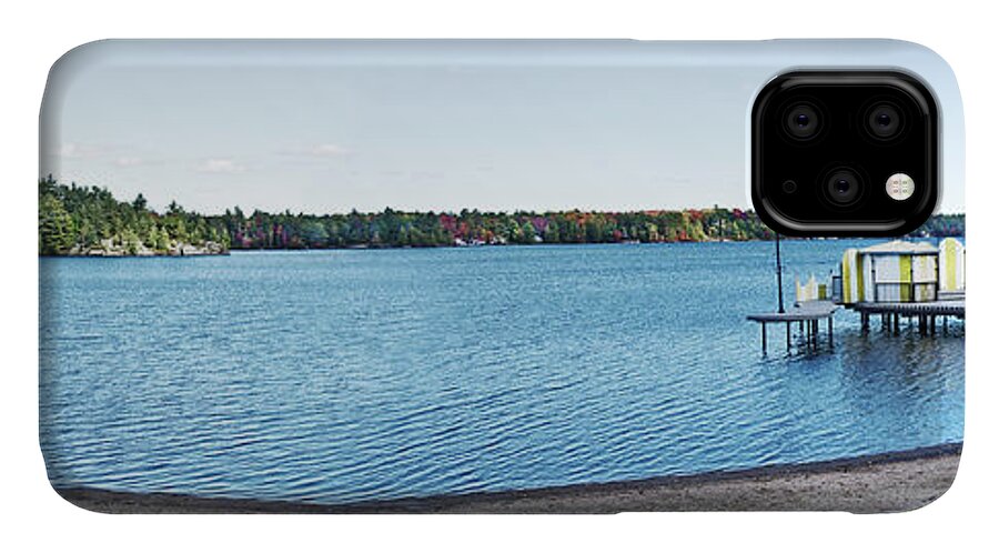 Gravenhurst iPhone 11 Case featuring the digital art Gull Lake Panorama by JGracey Stinson