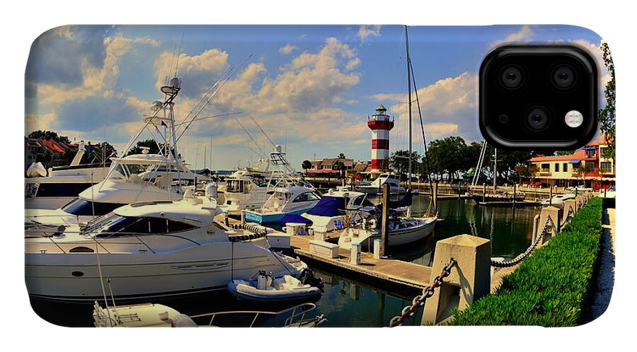 Harbour Town Lighthouse iPhone 11 Case featuring the photograph Harbour Town Marina Sea Pines Resort Hilton Head SC by Lisa Wooten