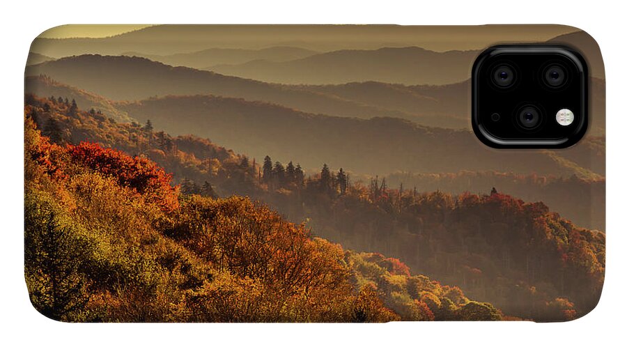 Clingmans Dome iPhone 11 Case featuring the photograph Hazy Sunny Layers in the Smoky Mountains by Teri Virbickis
