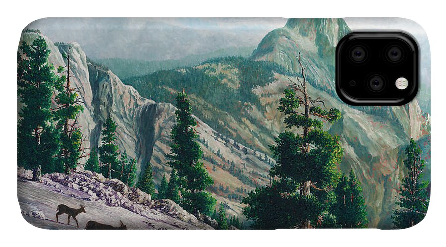 Yosemite iPhone 11 Case featuring the painting Heading Down by Douglas Castleman