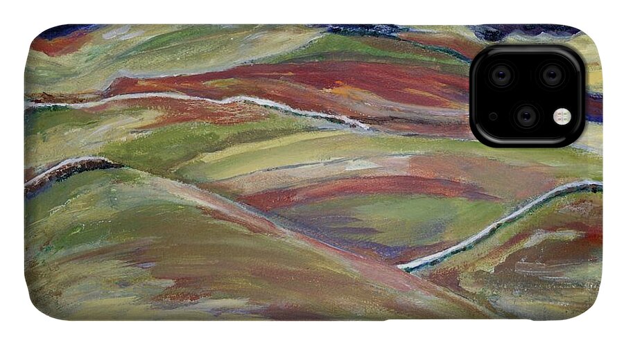 iPhone 11 Case featuring the painting Northern Hills, Clare Island by Kathleen Barnes