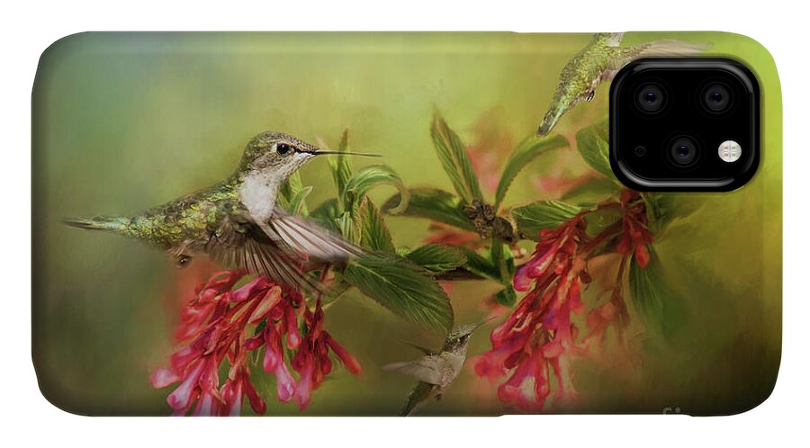 Humming Birds iPhone 11 Case featuring the photograph Hummingbird Paradise by Pam Holdsworth