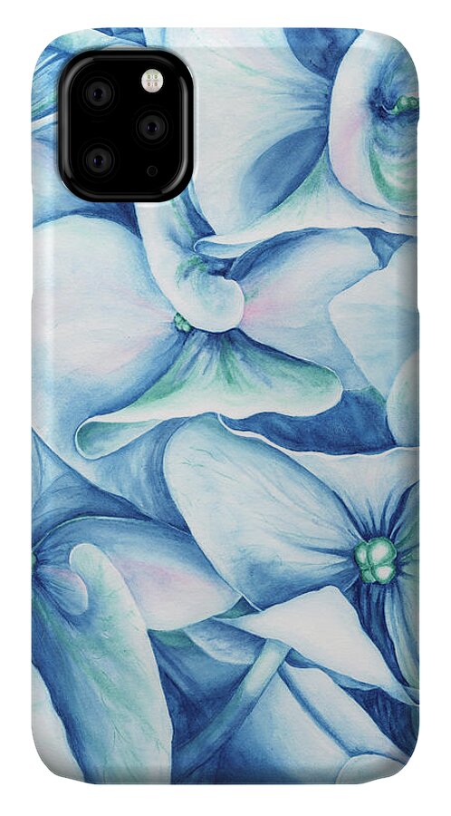Floral iPhone 11 Case featuring the painting Hydrangea by Lori Taylor