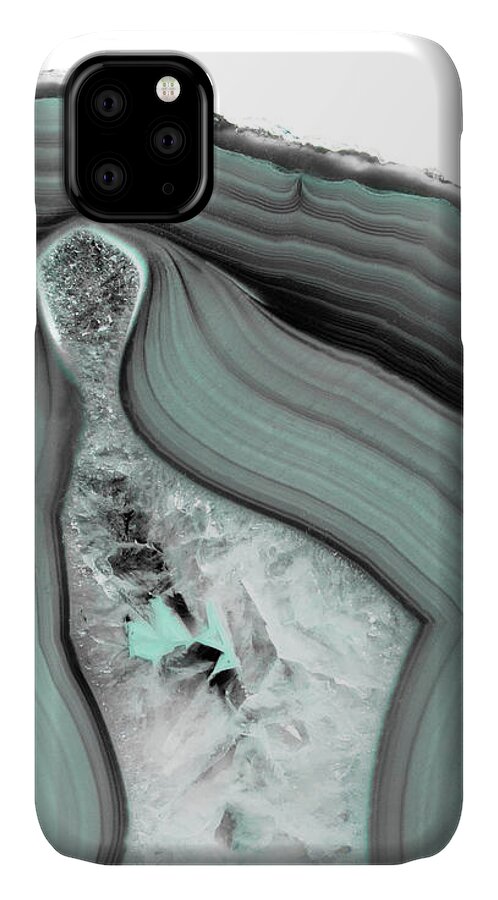 Blue iPhone 11 Case featuring the photograph Iced Agate by Emanuela Carratoni