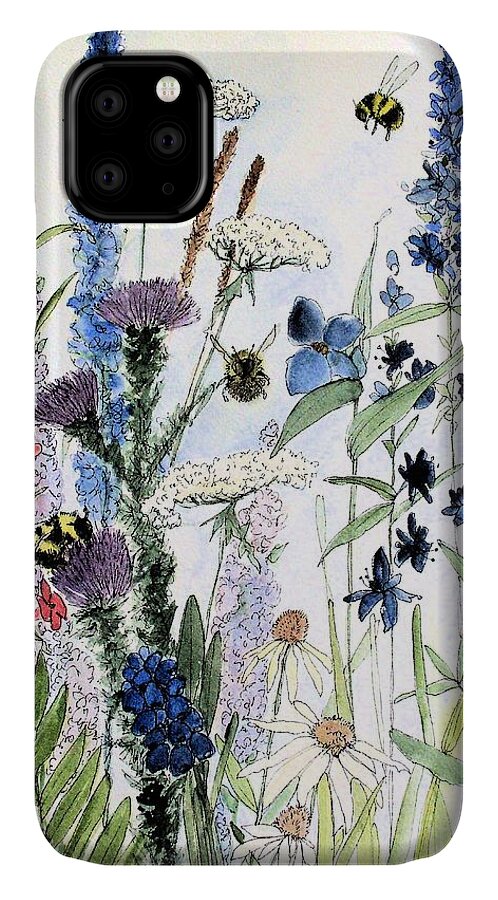 Botanical iPhone 11 Case featuring the painting In the Garden by Laurie Rohner