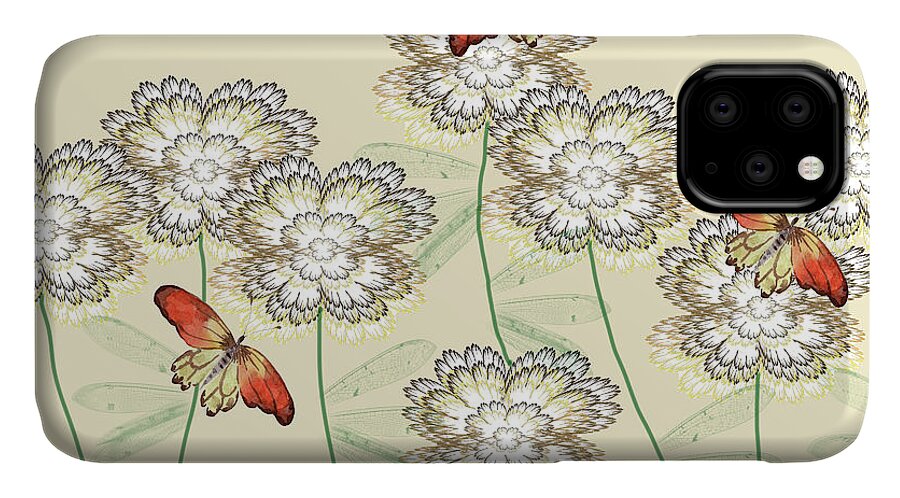 Flower Garden iPhone 11 Case featuring the mixed media Incendia Flower Garden by Rosalie Scanlon