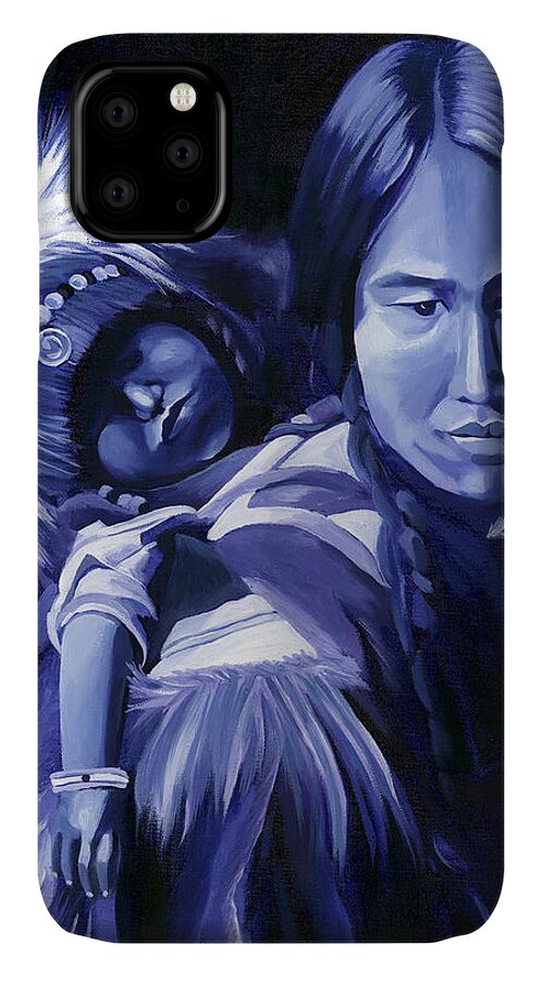 Native American iPhone 11 Case featuring the painting Inuit Mother and Child by Nancy Griswold