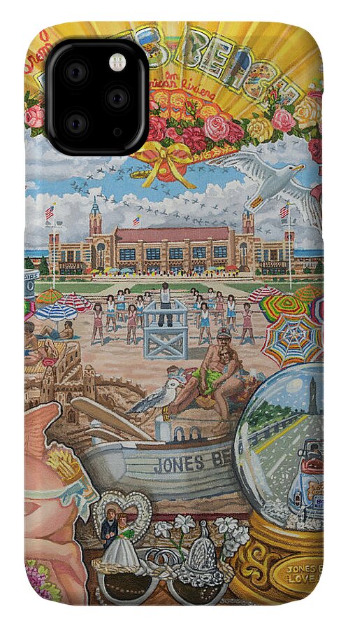 Jones Beach iPhone 11 Case featuring the painting Jones Beach Love Story by Bonnie Siracusa