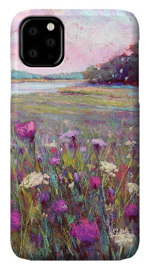 Field Of Flowers iPhone 11 Case featuring the painting Joy in the Morning by Susan Jenkins