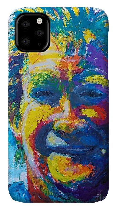 Contemporary Portrait iPhone 11 Case featuring the painting Joyfulness by Lisa Debaets